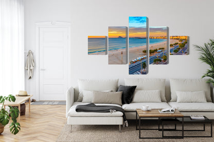 Obraz Wieloczęściowy Plaża Copacabana o Wschodzie – egzotyczna panorama do wnętrz nowoczesnych, boho i glamour – widok 5
