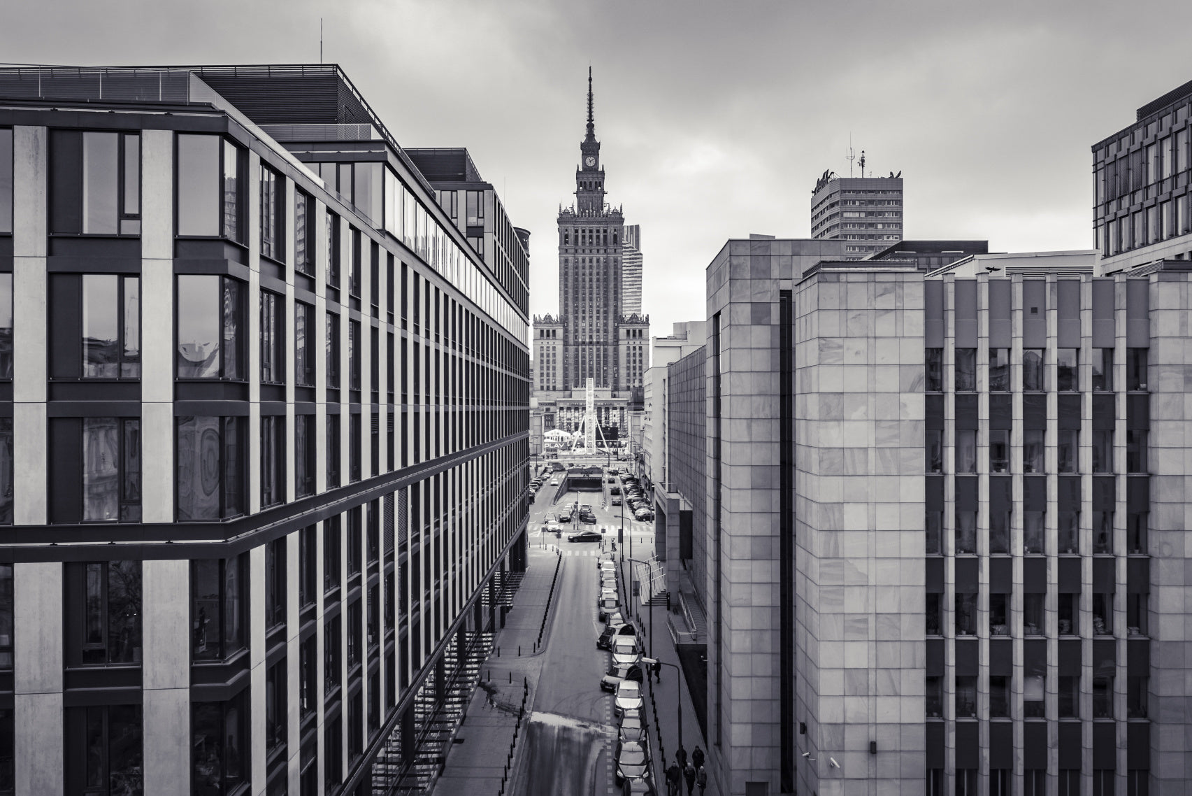 Obraz Wieloczęściowy Panorama Warszawy – miejski minimalizm do wnętrz nowoczesnych i loftowych 180x120