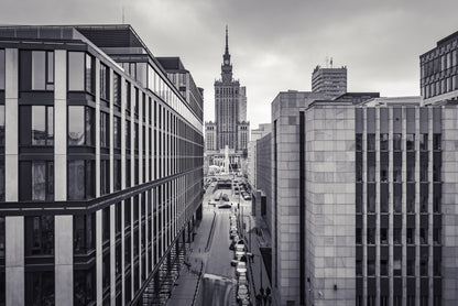 Obraz Wieloczęściowy Panorama Warszawy – miejski minimalizm do wnętrz nowoczesnych i loftowych 180x120