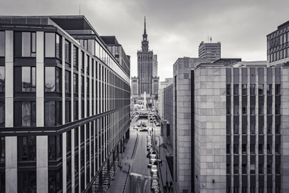 Obraz Wieloczęściowy Panorama Warszawy – czarno-biała kompozycja do wnętrz loftowych i minimalistycznych 180x120
