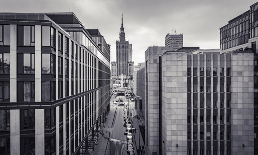 Obraz Wieloczęściowy Panorama Warszawy – miejski dynamizm do wnętrz nowoczesnych, industrialnych i loftowych 250x150