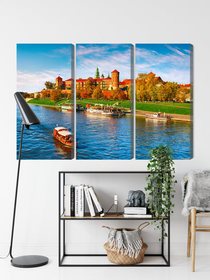 Obraz Wieloczęściowy Zamek Wawel – klasyczna panorama Krakowa do wnętrz eleganckich i nowoczesnych – widok 8