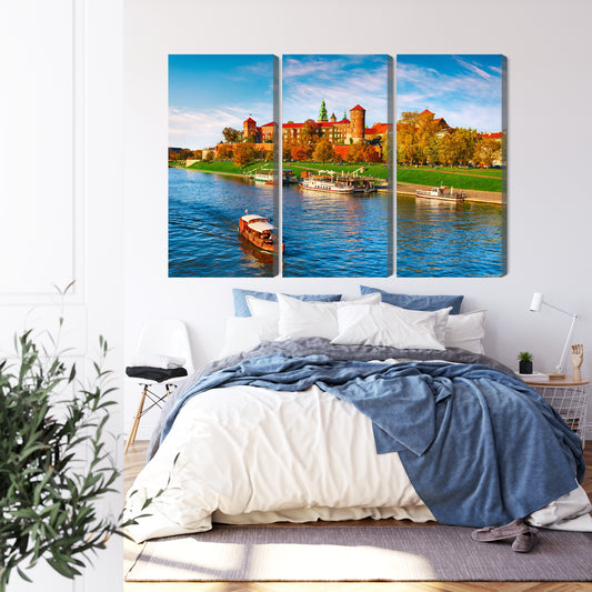 Obraz Wieloczęściowy Zamek Wawel – klasyczna panorama Krakowa do wnętrz eleganckich i nowoczesnych – widok 2