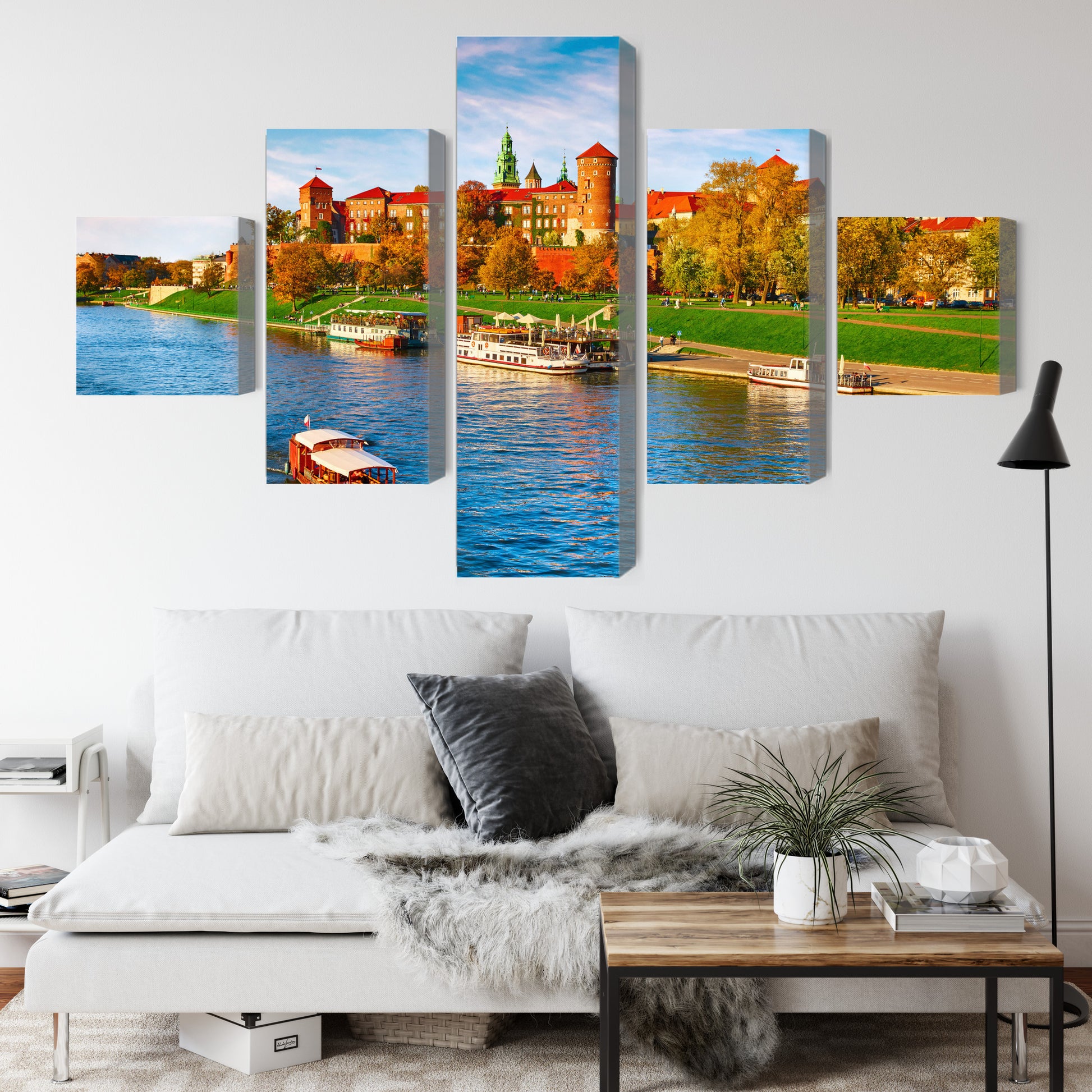 Obraz Wieloczęściowy Zamek Wawel – majestatyczna panorama Krakowa do wnętrz klasycznych i eleganckich – widok 3