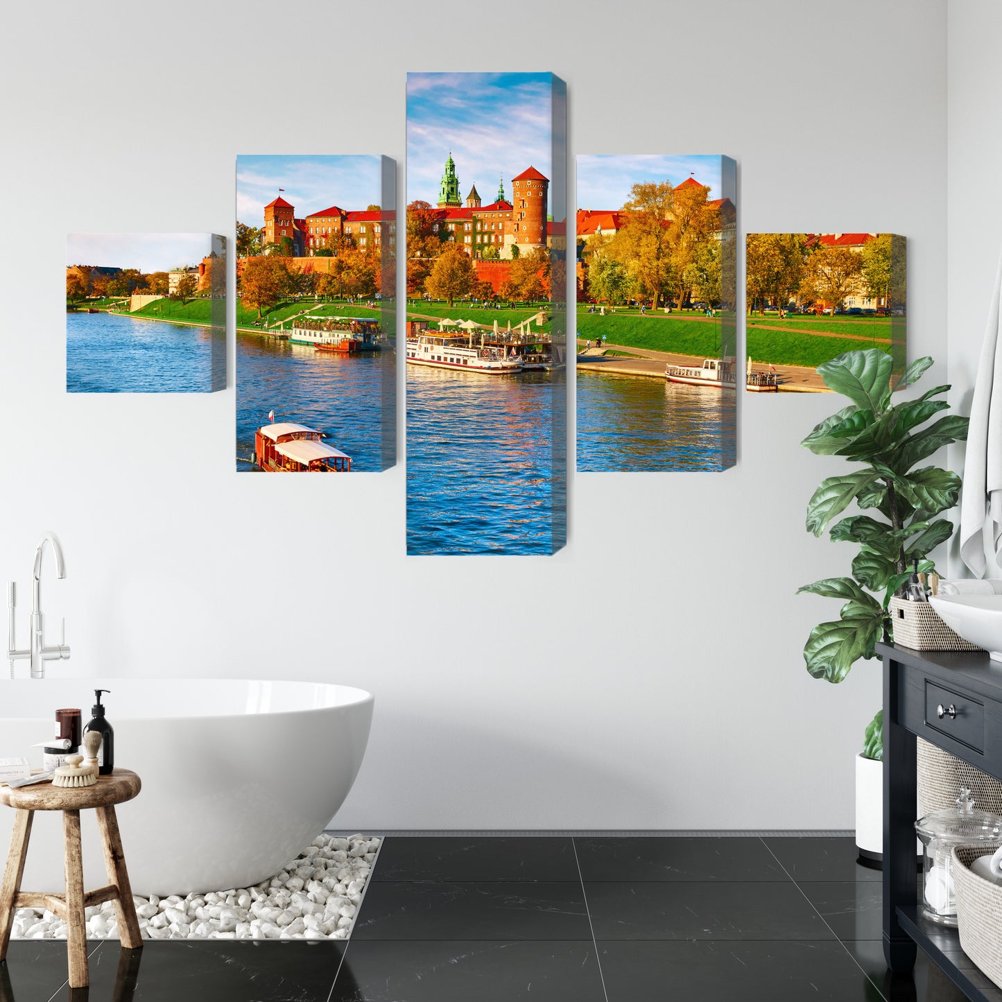 Obraz Wieloczęściowy Zamek Wawel – majestatyczna panorama Krakowa do wnętrz klasycznych i eleganckich – widok 4