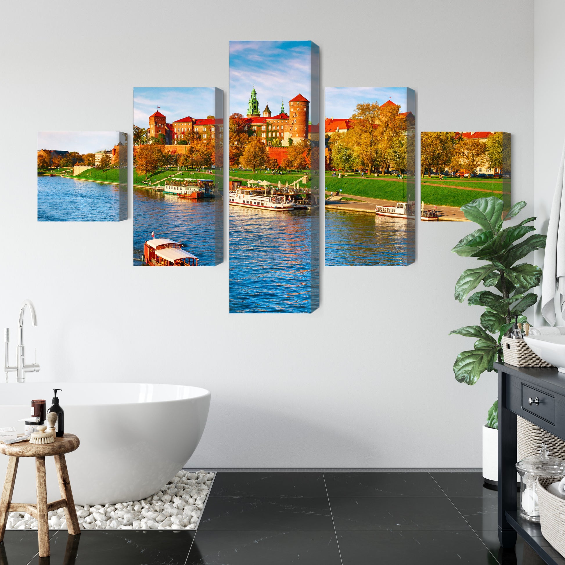 Obraz Wieloczęściowy Zamek Wawel – majestatyczna panorama Krakowa do wnętrz klasycznych i eleganckich – widok 4