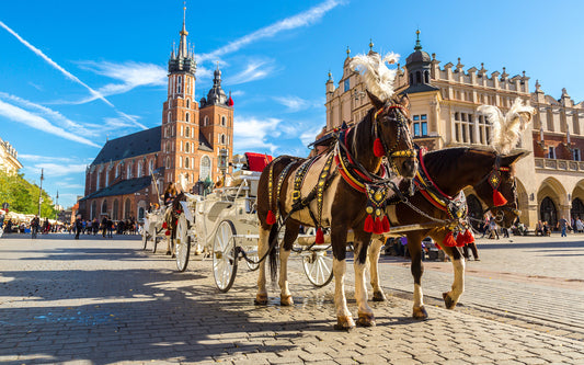Obraz Wieloczęściowy Powozy Konne Kraków – historyczny urok do wnętrz klasycznych i eklektycznych 240x150
