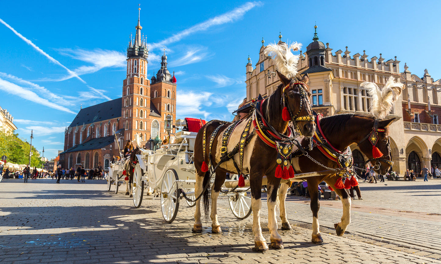 Obraz Wieloczęściowy Powozy Konne Kraków – historyczny klimat do wnętrz klasycznych i tradycyjnych 250x150