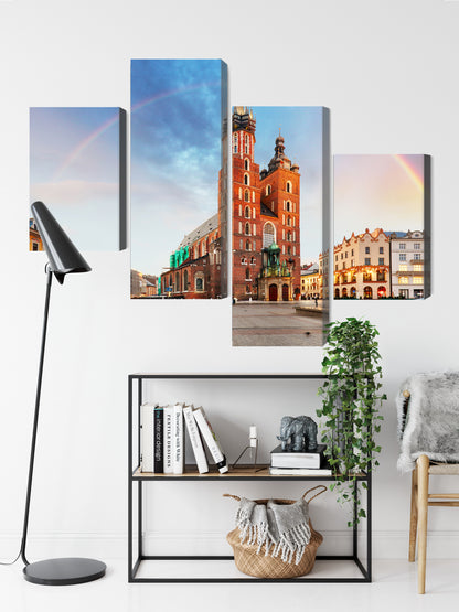 Obraz Wieloczęściowy Bazylika Mariacka Kraków – tęczowa panorama do wnętrz nowoczesnych i artystycznych – widok 8