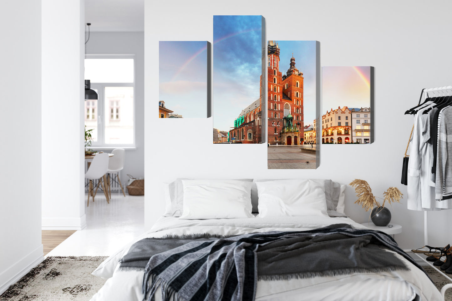 Obraz Wieloczęściowy Bazylika Mariacka Kraków – tęczowa panorama do wnętrz nowoczesnych i artystycznych – widok 6
