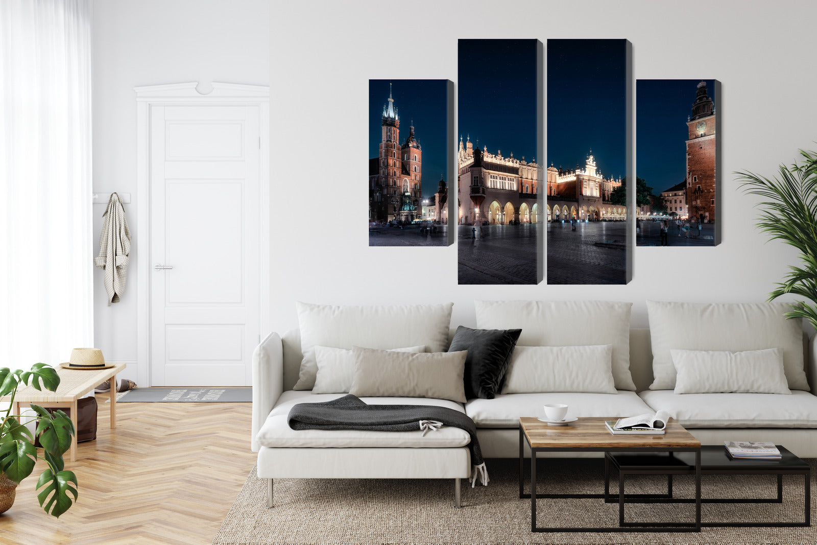 Obraz Wieloczęściowy Krakowskie Sukiennice Nocą – nastrojowy pejzaż do wnętrz modern classic, industrialnych – widok 5