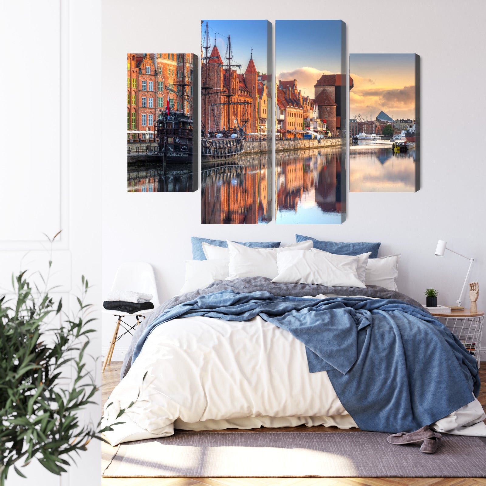 Obraz Wieloczęściowy Gdańsk Motława – wschód słońca, krajobraz do wnętrz nowoczesnych, skandynawskich. – widok 2