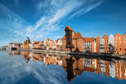 Obraz Wieloczęściowy Gdańsk Motława – historyczny pejzaż miejski do wnętrz nowoczesnych i klasycznych 180x120