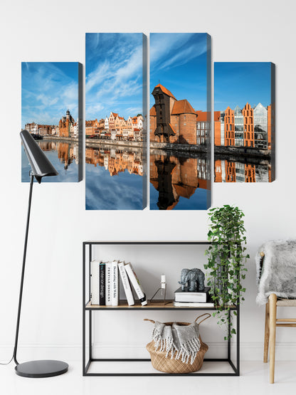 Obraz Wieloczęściowy Panorama Gdańska – miejski pejzaż do wnętrz nowoczesnych, loftowych i minimalistycznych – widok 8
