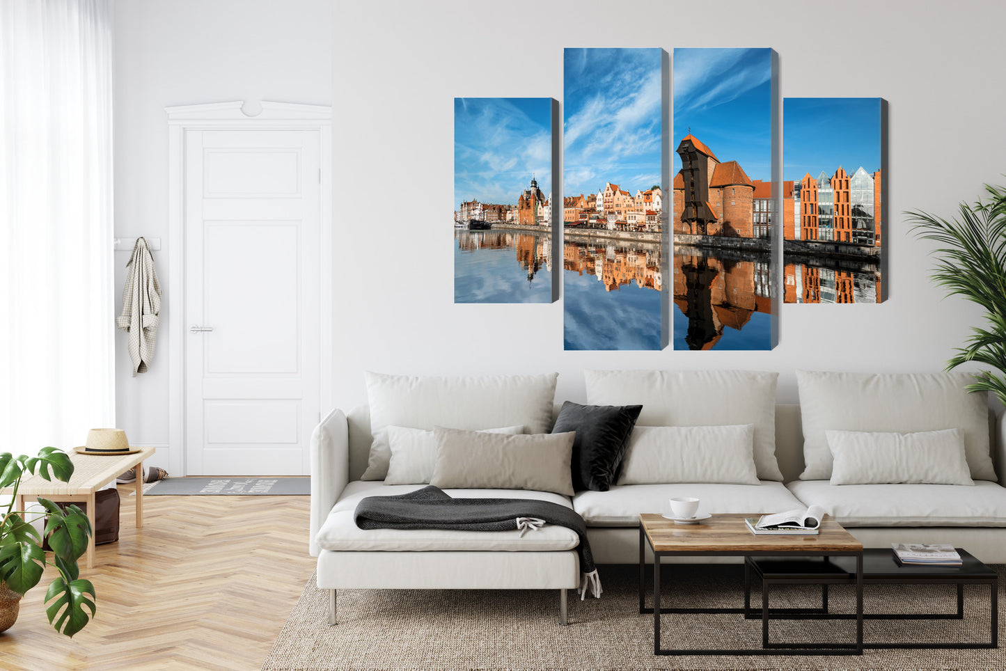 Obraz Wieloczęściowy Panorama Gdańska – miejski pejzaż do wnętrz nowoczesnych, loftowych i minimalistycznych – widok 5