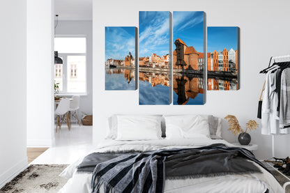 Obraz Wieloczęściowy Panorama Gdańska – miejski pejzaż do wnętrz nowoczesnych, loftowych i minimalistycznych – widok 6