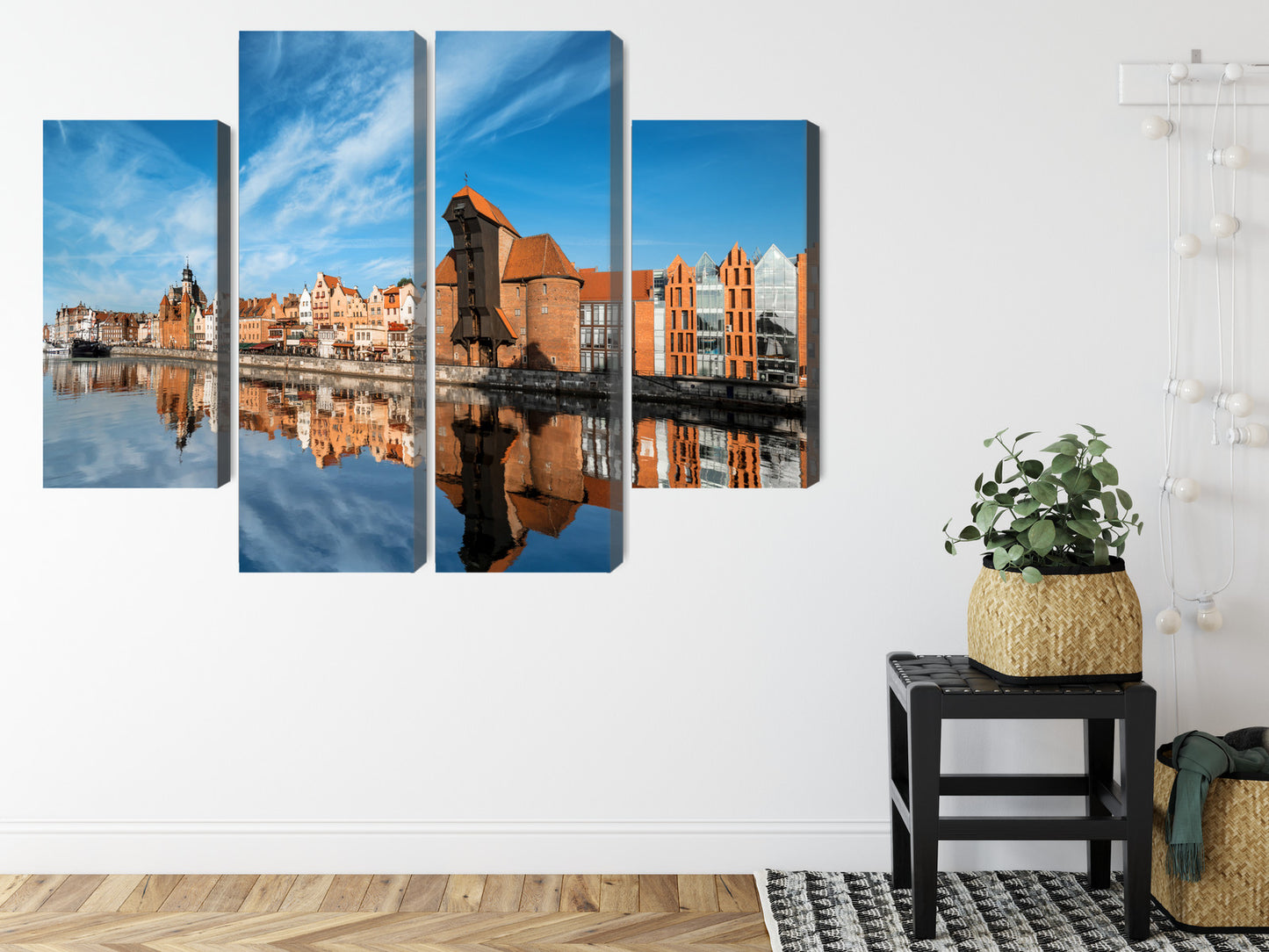 Obraz Wieloczęściowy Panorama Gdańska – miejski pejzaż do wnętrz nowoczesnych, loftowych i minimalistycznych – widok 7