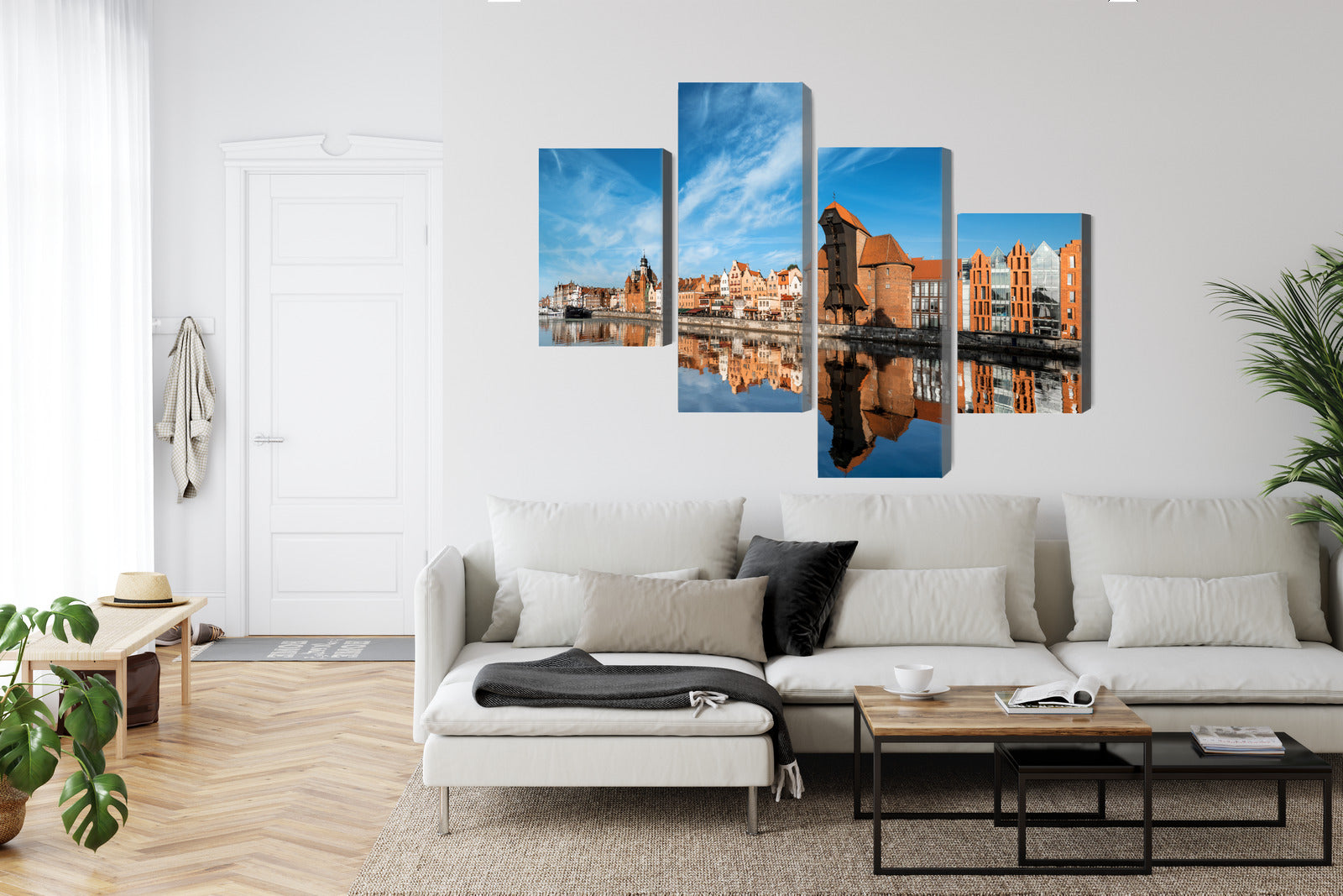 Obraz Wieloczęściowy Panorama Gdańska – spokojny widok miasta do wnętrz klasycznych, nowoczesnych, eklektycznych. – widok 5
