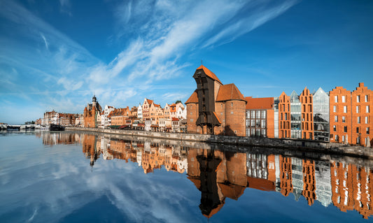 Obraz Wieloczęściowy Panorama Gdańska – miejski pejzaż historyczny do wnętrz klasycznych i nowoczesnych</strong> 250x150