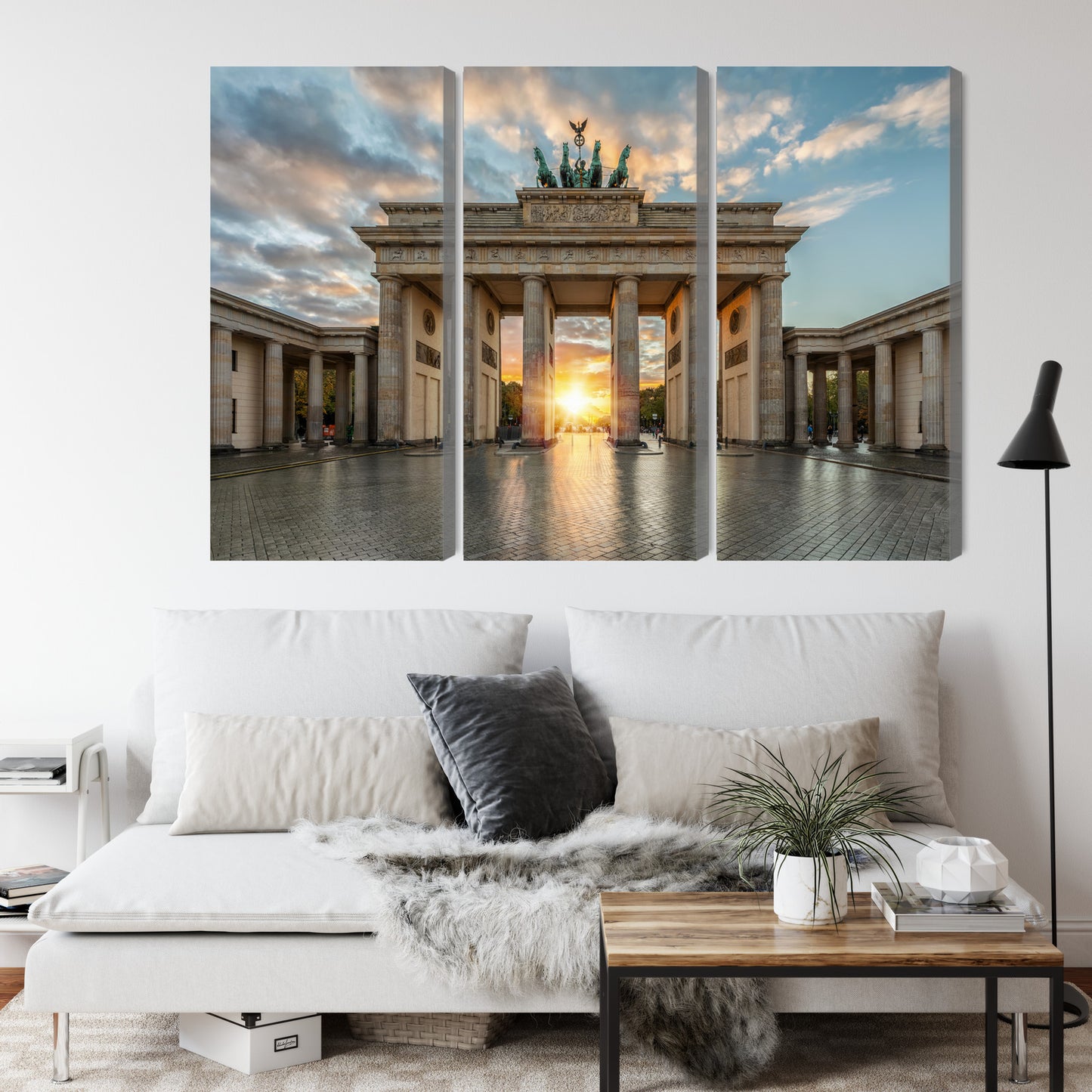 Obraz Wieloczęściowy Brama Brandenburska – majestatyczna panorama do wnętrz klasycznych i nowoczesnych – widok 3