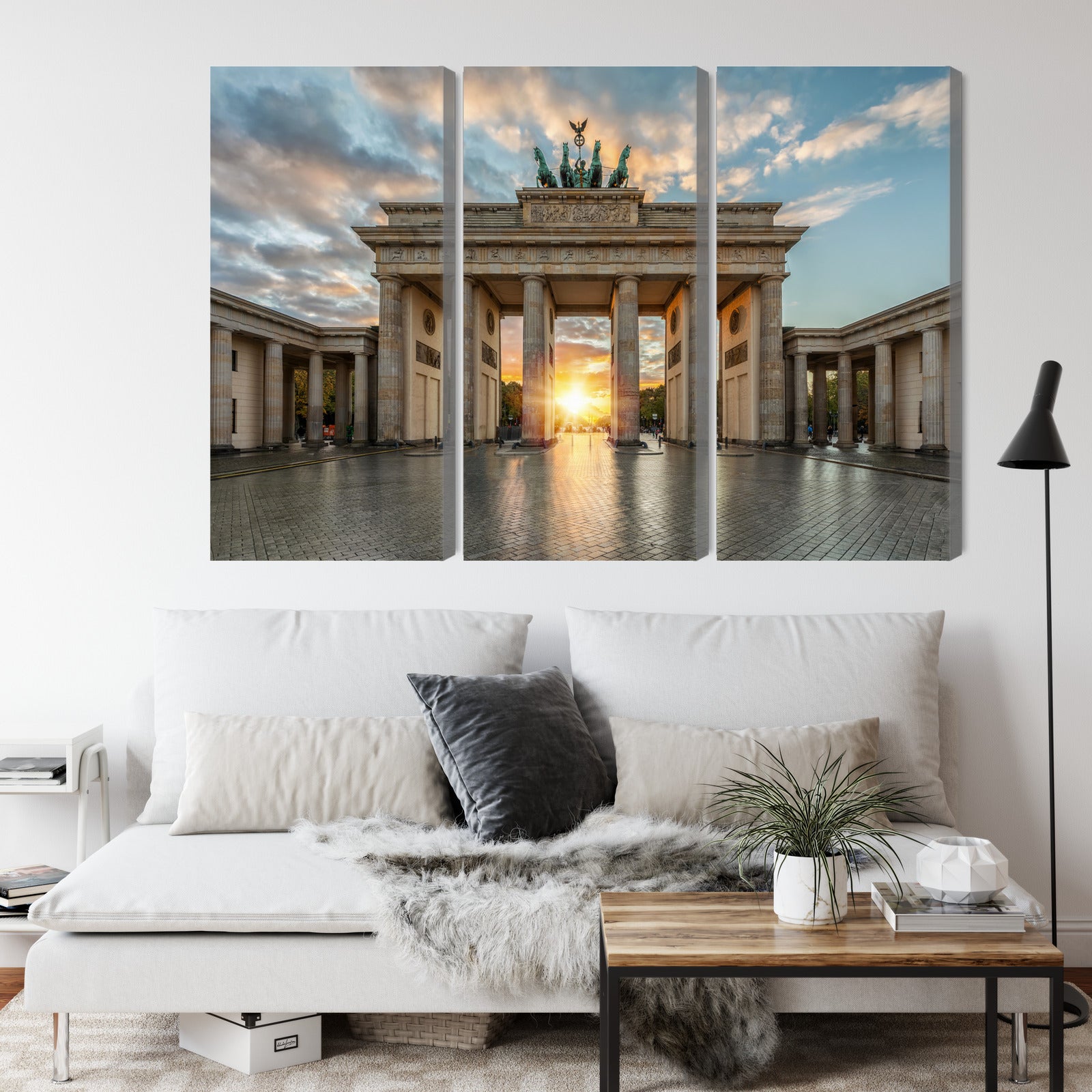 Obraz Wieloczęściowy Brama Brandenburska – majestatyczna panorama do wnętrz klasycznych i nowoczesnych – widok 3