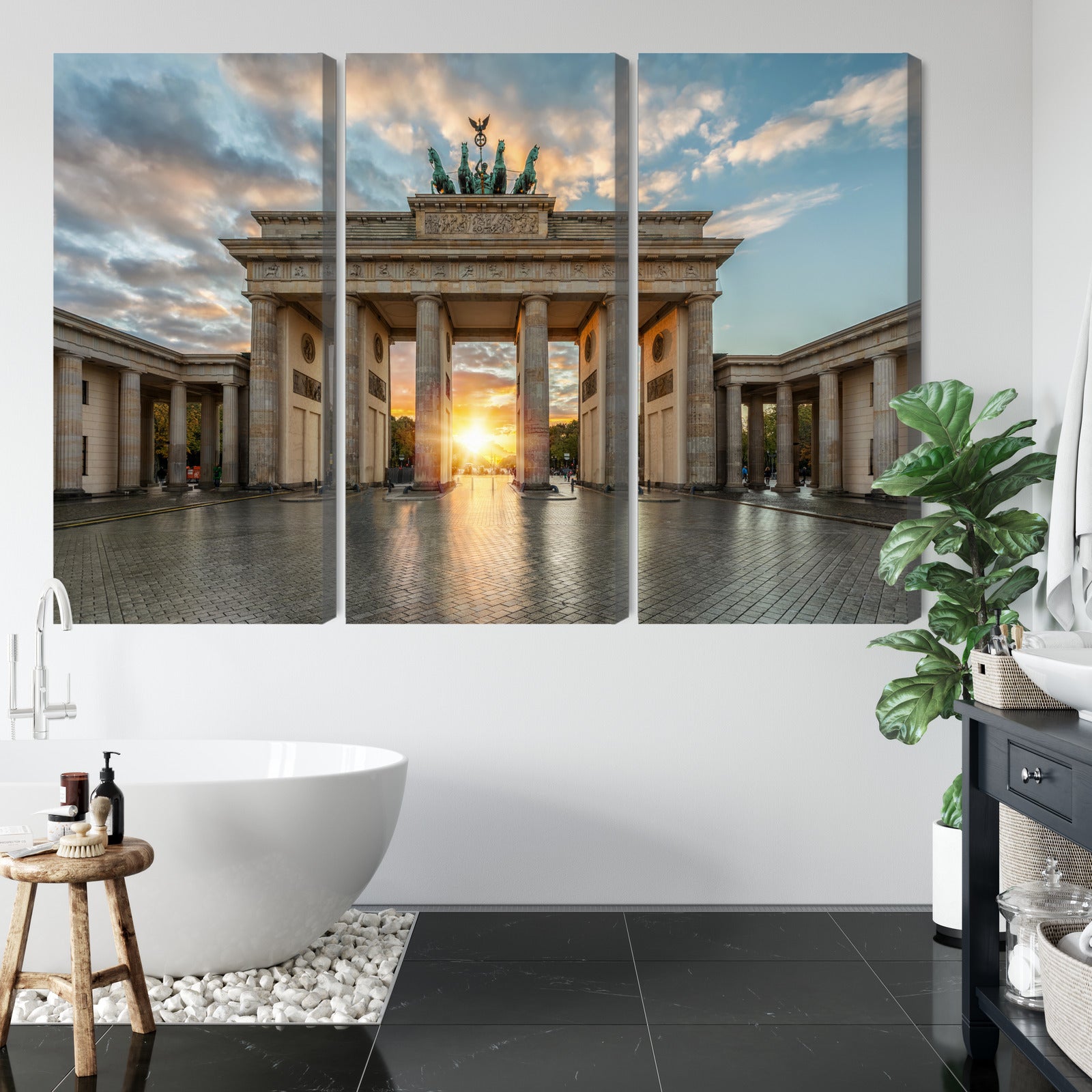 Obraz Wieloczęściowy Brama Brandenburska – majestatyczna panorama do wnętrz klasycznych i nowoczesnych – widok 4