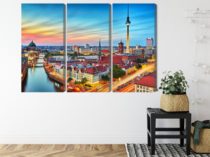 Obraz Wieloczęściowy Panorama Berlina – miejski zachód do wnętrz nowoczesnych, industrialnych – widok 7