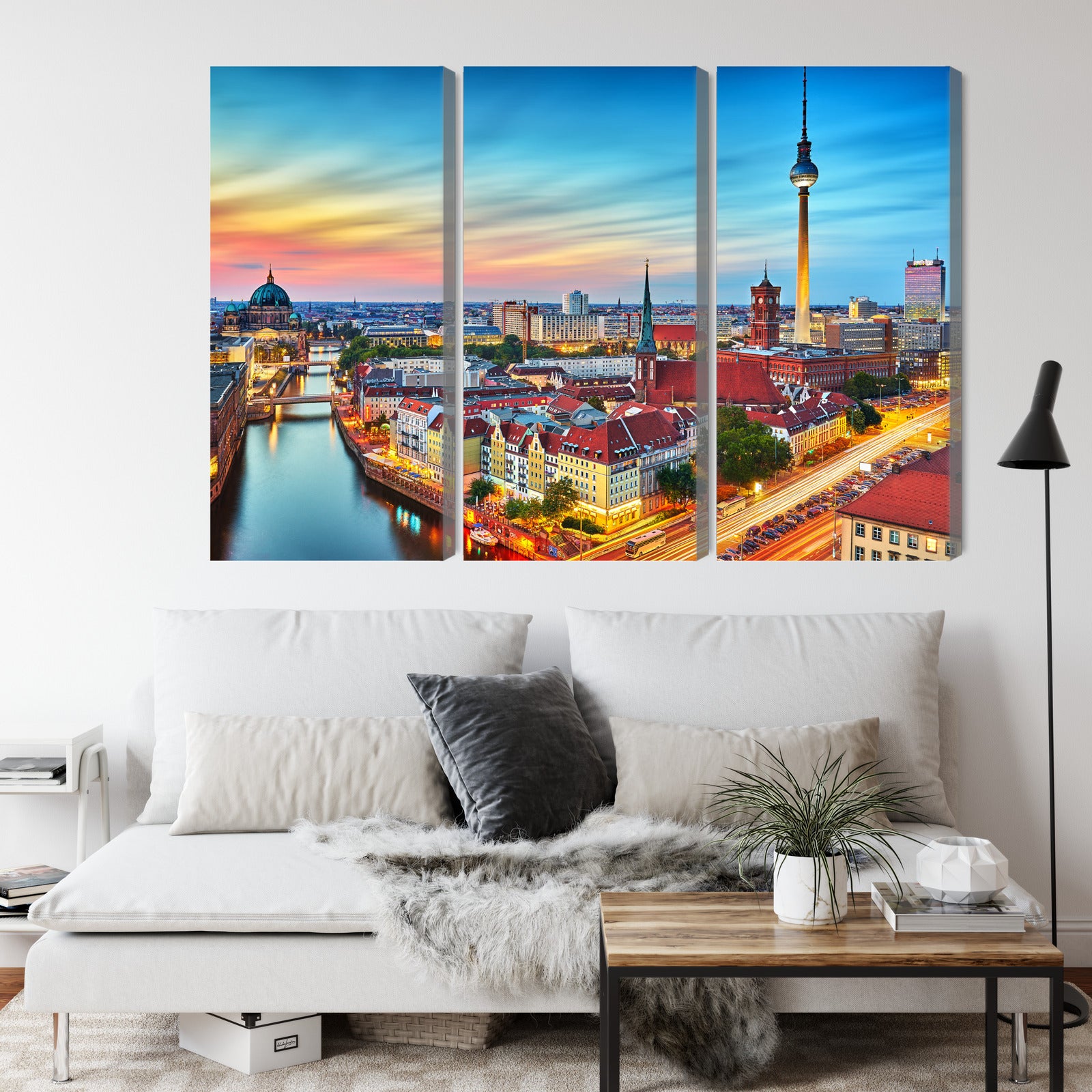 Obraz Wieloczęściowy Panorama Berlina – miejski zachód do wnętrz nowoczesnych, industrialnych – widok 3
