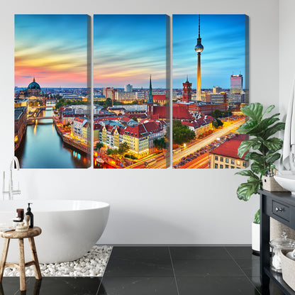 Obraz Wieloczęściowy Panorama Berlina – miejski zachód do wnętrz nowoczesnych, industrialnych – widok 4
