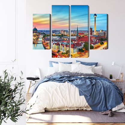 Obraz Wieloczęściowy Kolorowe Niebo Berlin – dynamiczna panorama do wnętrz nowoczesnych i eklektycznych – widok 2