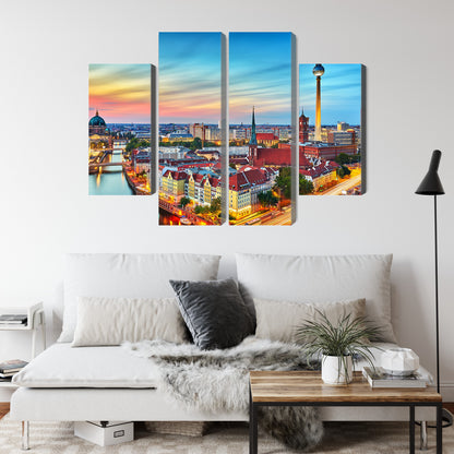 Obraz Wieloczęściowy Kolorowe Niebo Berlin – dynamiczna panorama do wnętrz nowoczesnych i eklektycznych – widok 3