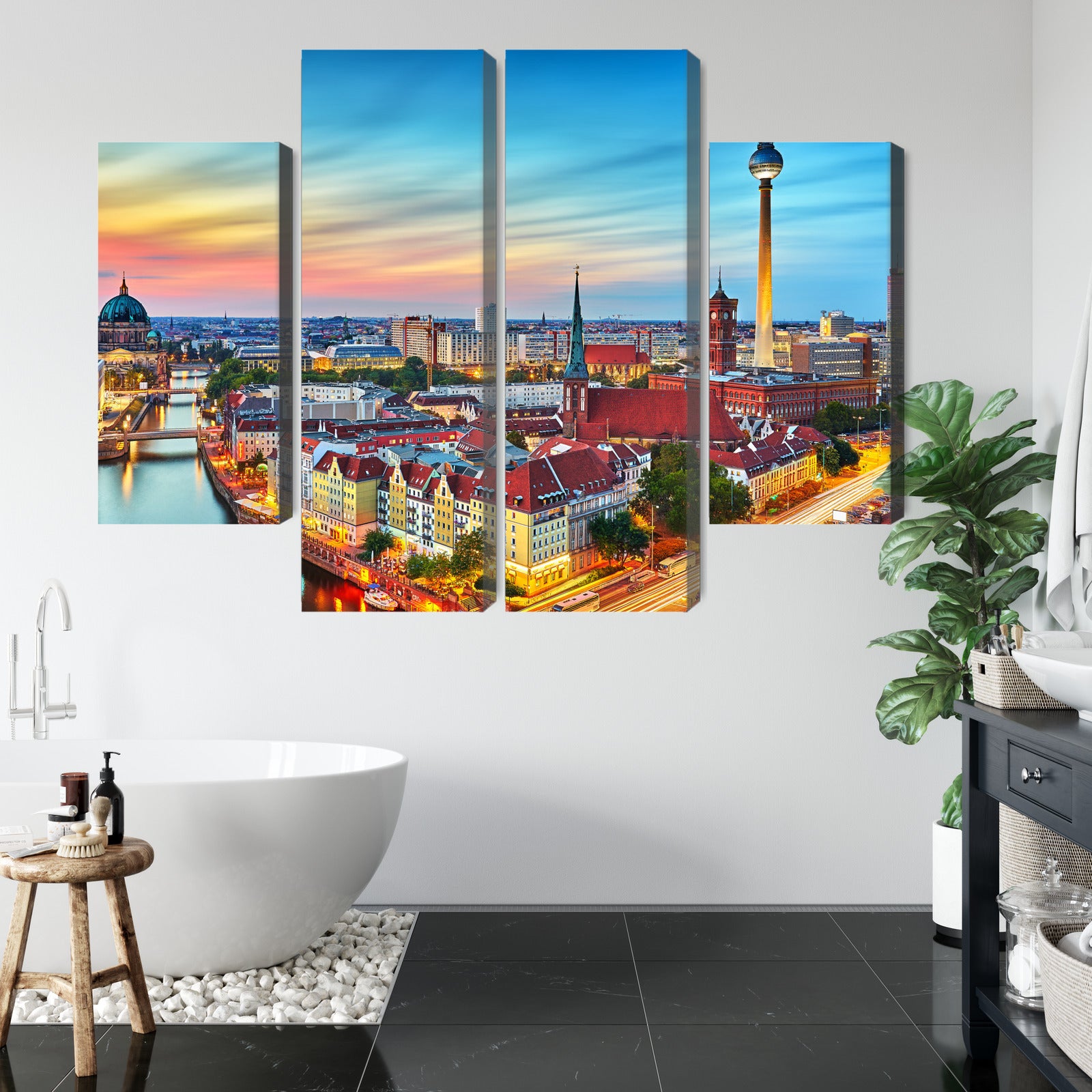 Obraz Wieloczęściowy Kolorowe Niebo Berlin – dynamiczna panorama do wnętrz nowoczesnych i eklektycznych – widok 4
