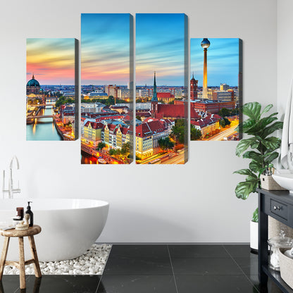 Obraz Wieloczęściowy Kolorowe Niebo Berlin – dynamiczna panorama do wnętrz nowoczesnych i eklektycznych – widok 4