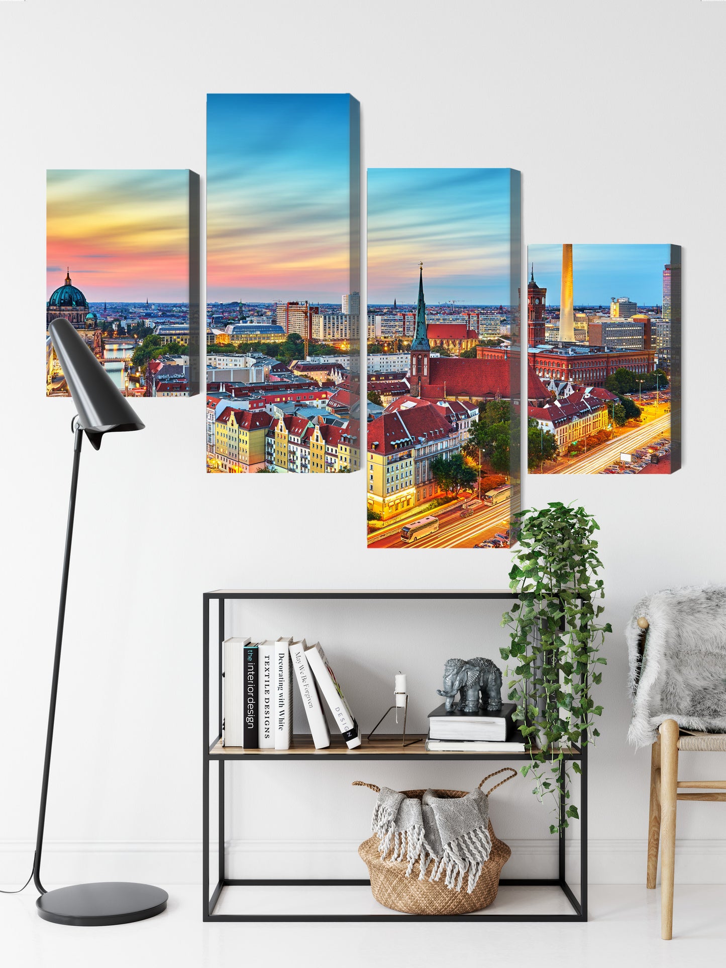 Obraz Wieloczęściowy Panorama Berlina – barwne niebo do wnętrz nowoczesnych, loftowych i minimalistycznych – widok 8