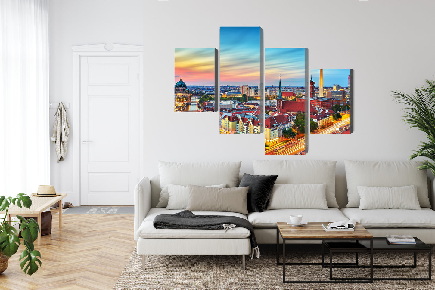 Obraz Wieloczęściowy Panorama Berlina – barwne niebo do wnętrz nowoczesnych, loftowych i minimalistycznych – widok 5