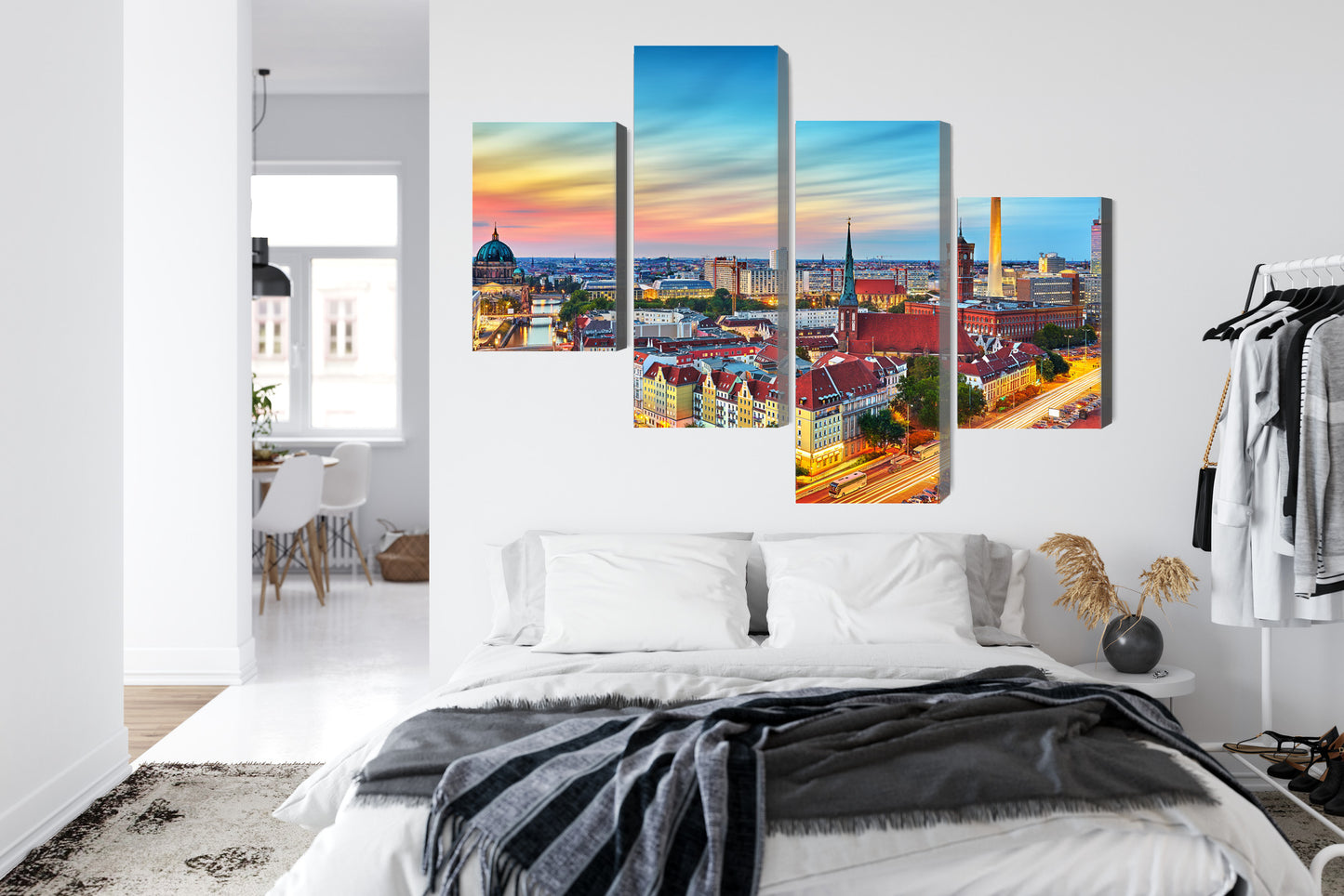 Obraz Wieloczęściowy Panorama Berlina – barwne niebo do wnętrz nowoczesnych, loftowych i minimalistycznych – widok 6