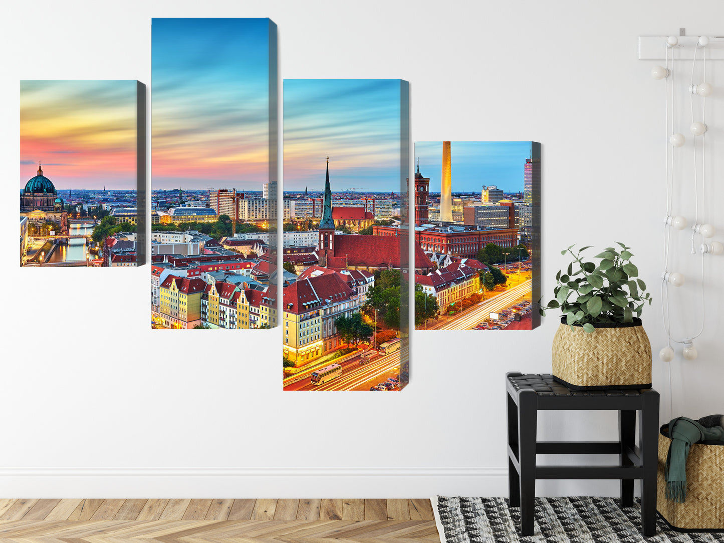 Obraz Wieloczęściowy Panorama Berlina – barwne niebo do wnętrz nowoczesnych, loftowych i minimalistycznych – widok 7