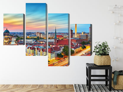 Obraz Wieloczęściowy Panorama Berlina – barwne niebo do wnętrz nowoczesnych, loftowych i minimalistycznych – widok 7
