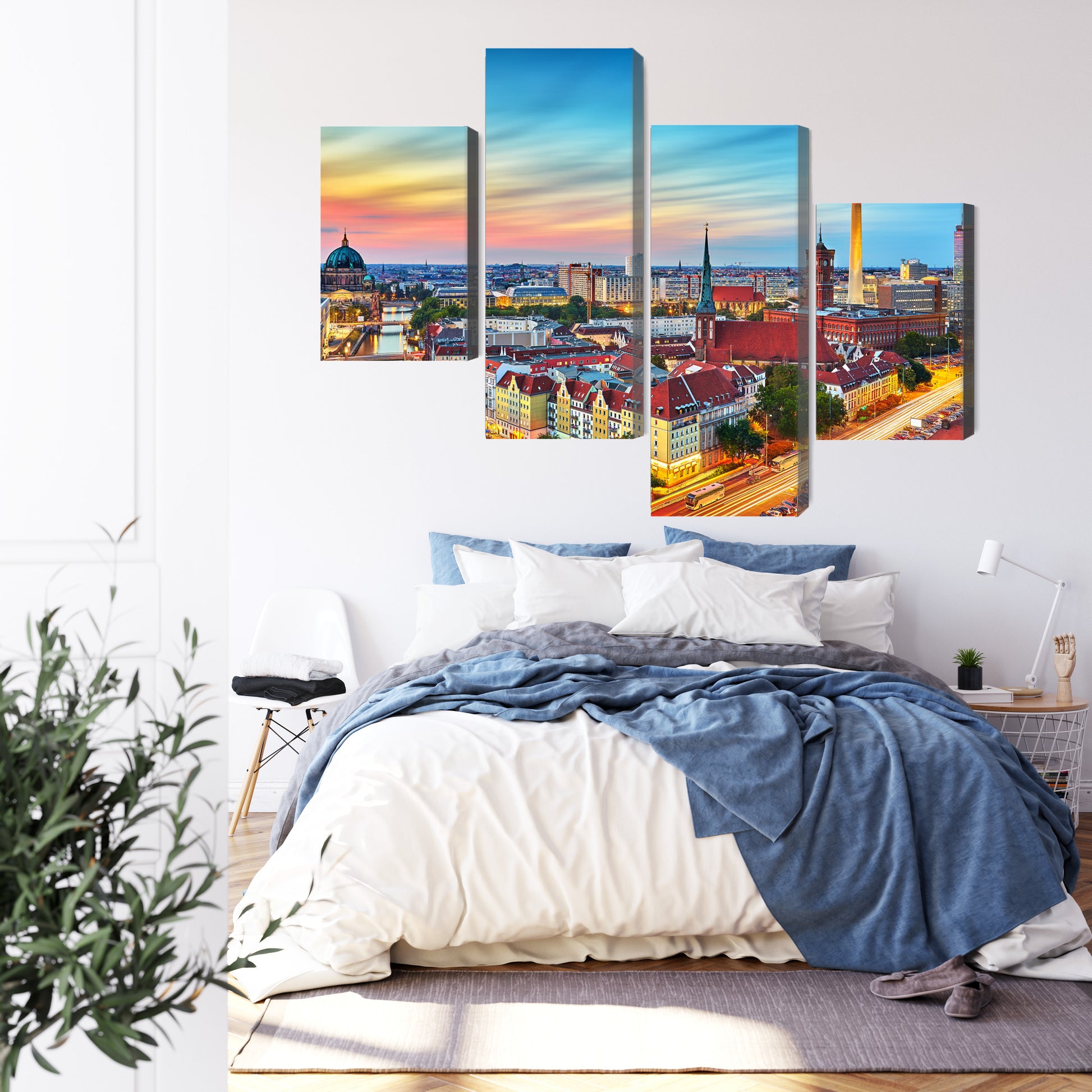 Obraz Wieloczęściowy Panorama Berlina – barwne niebo do wnętrz nowoczesnych, loftowych i minimalistycznych – widok 2