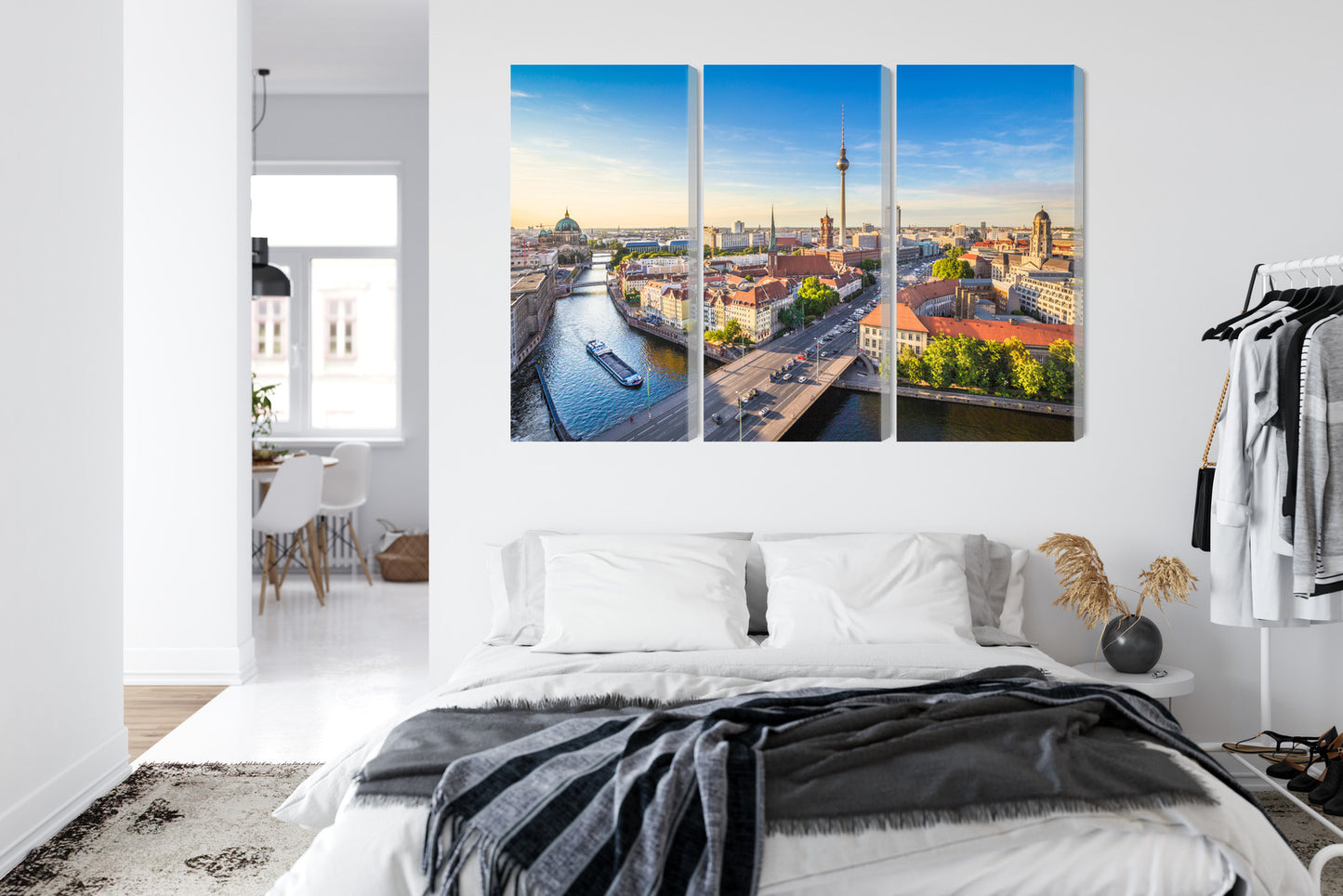 Obraz Wieloczęściowy Rzeka Sprewa i Berlin – miejska panorama do wnętrz nowoczesnych i industrialnych – widok 6