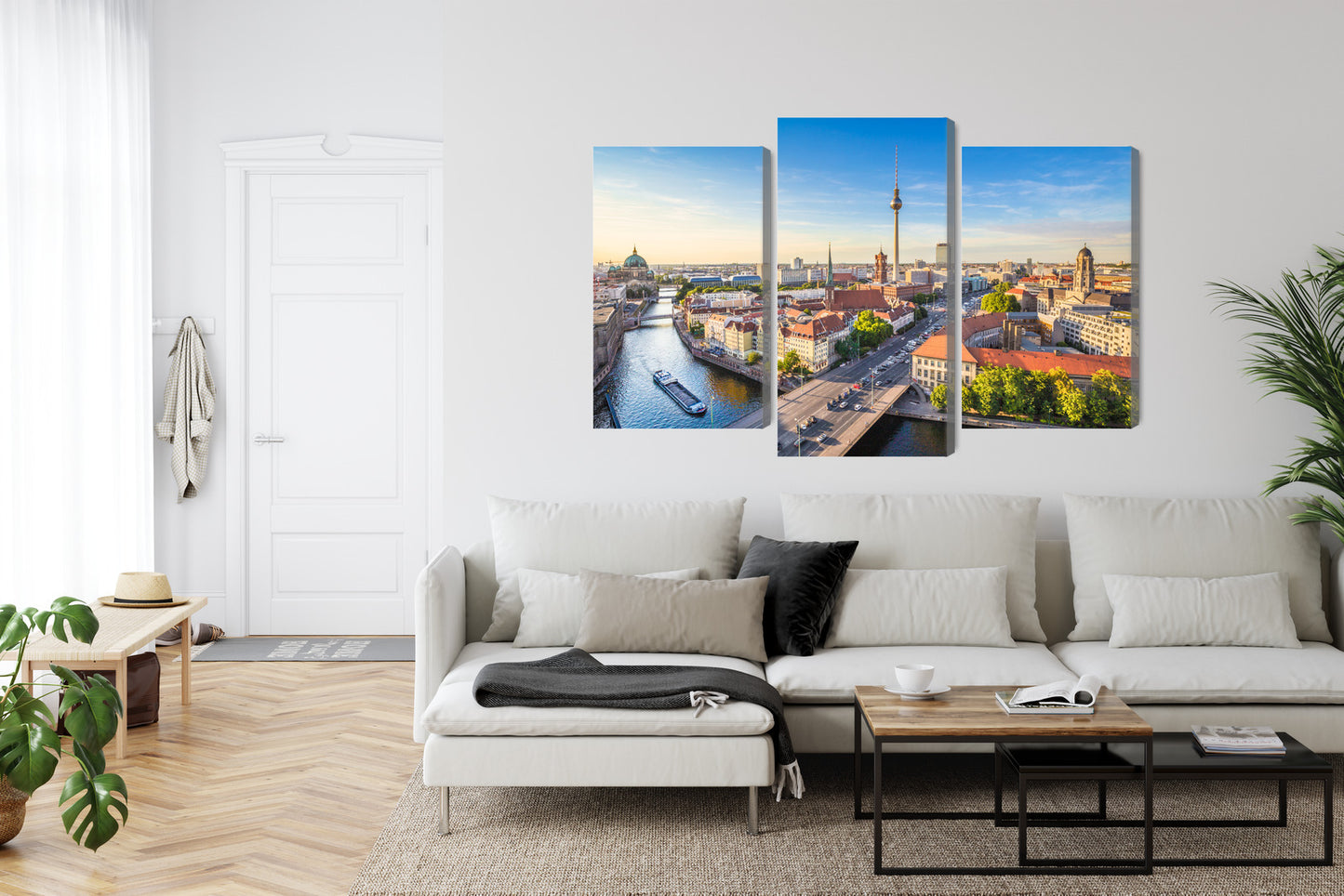 Obraz Wieloczęściowy Rzeka Sprewa i Panorama Berlina – miejska pejzażowa harmonia do wnętrz nowoczesnych i urbanistycznych – widok 5