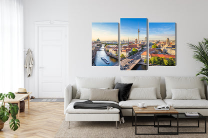 Obraz Wieloczęściowy Rzeka Sprewa i Panorama Berlina – miejska pejzażowa harmonia do wnętrz nowoczesnych i urbanistycznych – widok 5