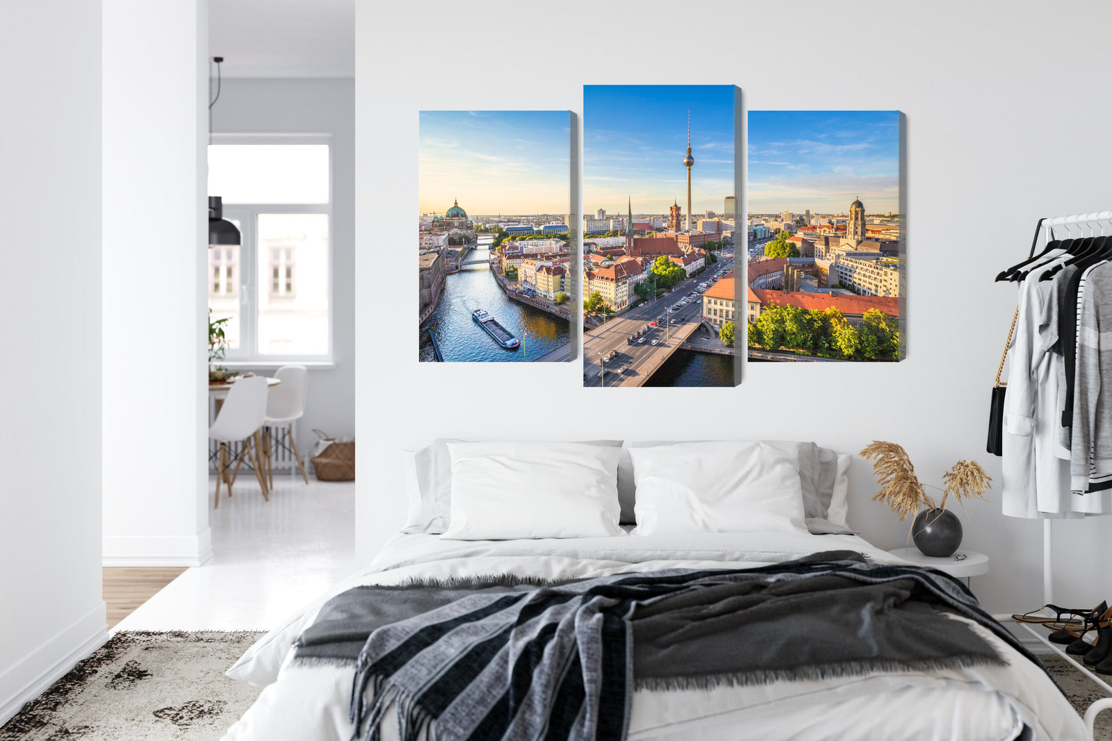 Obraz Wieloczęściowy Rzeka Sprewa i Panorama Berlina – miejska pejzażowa harmonia do wnętrz nowoczesnych i urbanistycznych – widok 6