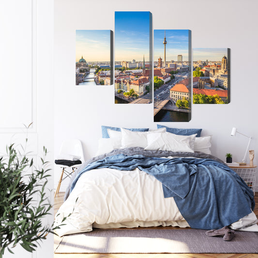 Obraz Wieloczęściowy Panorama Berlina Szprewa – miejska elegancja do wnętrz nowoczesnych i industrialnych – widok 2