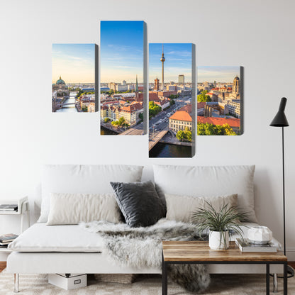 Obraz Wieloczęściowy Panorama Berlina Szprewa – miejska elegancja do wnętrz nowoczesnych i industrialnych – widok 3