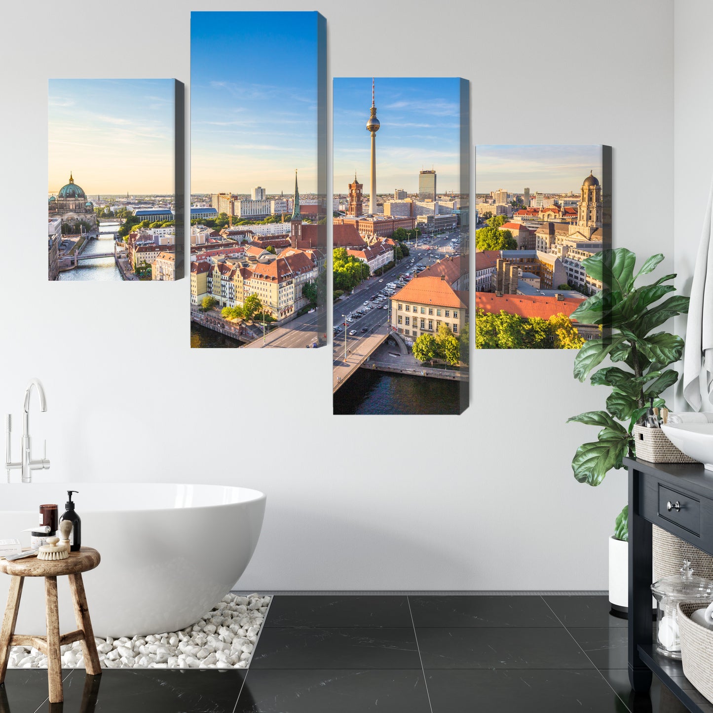 Obraz Wieloczęściowy Panorama Berlina Szprewa – miejska elegancja do wnętrz nowoczesnych i industrialnych – widok 4