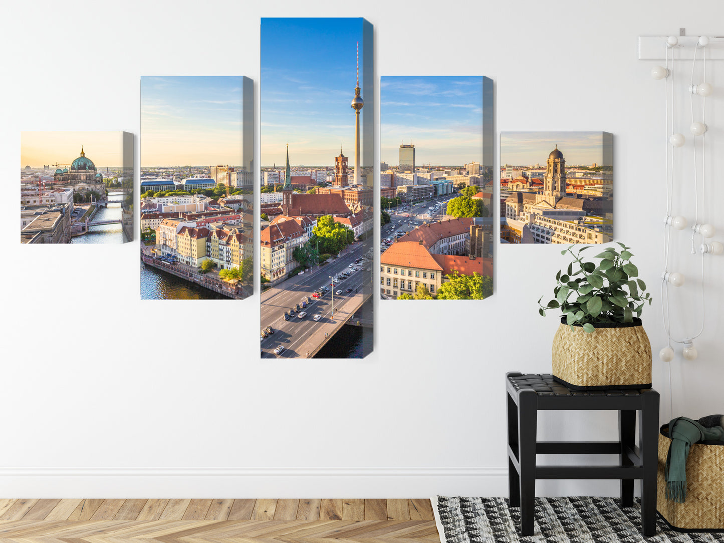 Obraz Wieloczęściowy Szprewa i Panorama Berlina – miejski krajobraz do wnętrz nowoczesnych, industrialnych – widok 7