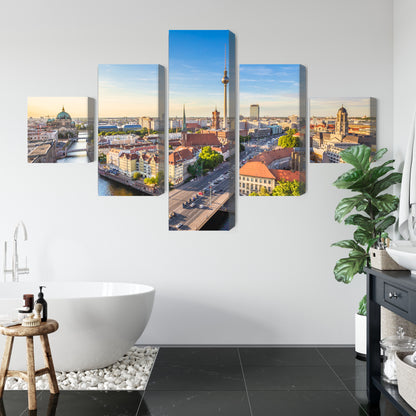 Obraz Wieloczęściowy Szprewa i Panorama Berlina – miejski krajobraz do wnętrz nowoczesnych, industrialnych – widok 4