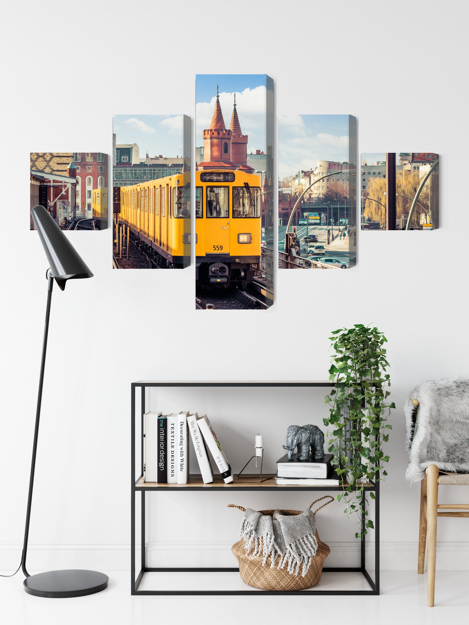 Obraz Wieloczęściowy Żółty Pociąg Berlin – miejska panorama do wnętrz industrialnych, nowoczesnych, loftowych – widok 8