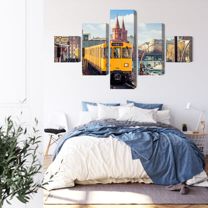 Obraz Wieloczęściowy Żółty Pociąg Berlin – miejska panorama do wnętrz industrialnych, nowoczesnych, loftowych – widok 2